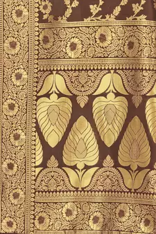 Brown Woven Art Silk Saree With Blouse
