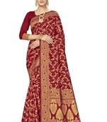 Maroon Woven Art Silk Saree With Blouse