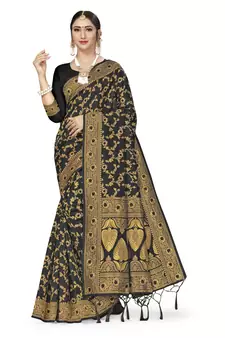 Black Woven  Art Silk Saree With Blouse