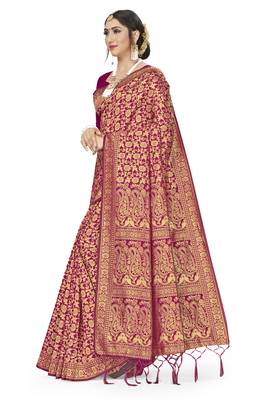 Purple woven banarasi silk saree with blouse 2