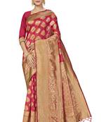 Pink Woven Art Silk Saree With Blouse