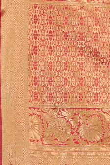 Pink Woven Art Silk Saree With Blouse
