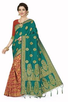 Green Woven  Art Silk Saree With Blouse