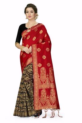 Red woven art  silk saree with blouse 1