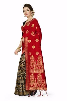 Red woven art  silk saree with blouse 2