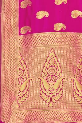 Pink woven art  silk saree with blouse 4