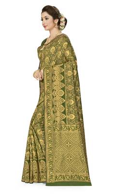 Mehendi woven banarasi silk saree with blouse 2