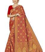 Red Woven Art Silk Saree With Blouse
