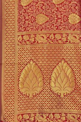 Red Woven Art Silk Saree With Blouse 4