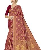 Purple woven art  silk saree with blouse