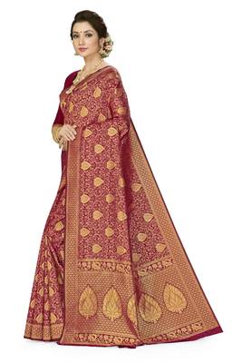 Purple woven art  silk saree with blouse 2