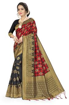 Black Woven  Art Silk Saree With Blouse