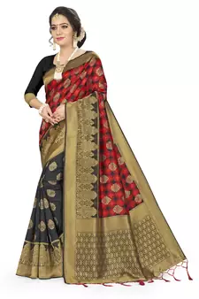 Black Woven  Art Silk Saree With Blouse