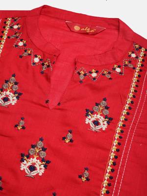 Red embroidered cotton ethnic-kurtis 2