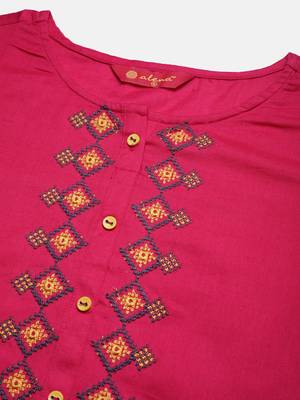 Pink embroidered cotton ethnic-kurtis 2