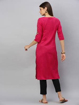 Pink embroidered cotton ethnic-kurtis 3