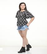 Black printed crepe tops