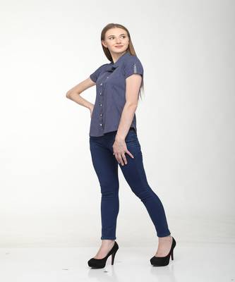 Blue printed crepe tops 1