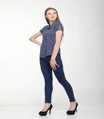 Blue printed crepe tops