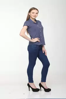 Blue printed crepe tops