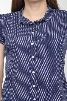Blue printed crepe tops