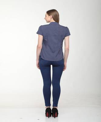 Blue printed crepe tops 4