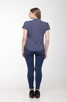 Blue printed crepe tops