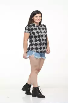 Black printed crepe tops