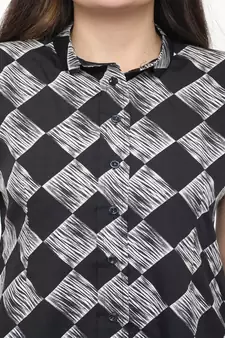 Black printed crepe tops