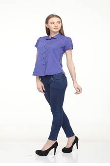 Blue printed crepe tops