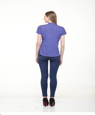 Blue printed crepe tops 4