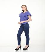 Blue printed crepe tops