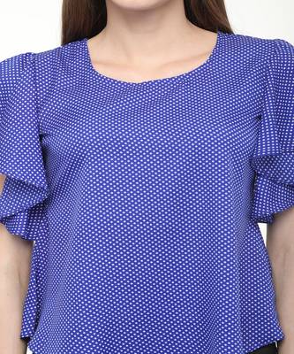 Blue printed crepe tops 3
