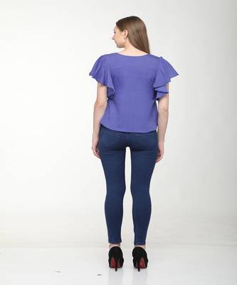 Blue printed crepe tops 4
