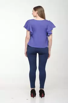 Blue printed crepe tops