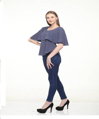 Black printed crepe tops 1