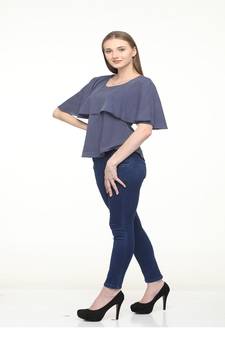 Black printed crepe tops