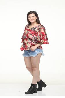 Multicolor printed crepe tops
