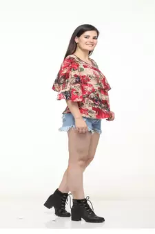Multicolor printed crepe tops