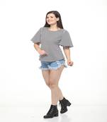 Black printed crepe tops