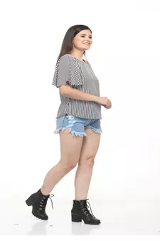 Black printed crepe tops