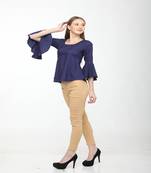 Blue printed crepe tops