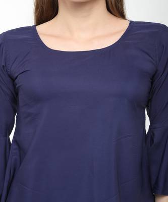 Blue printed crepe tops 2