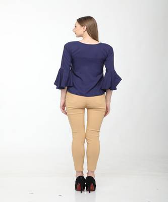 Blue printed crepe tops 3