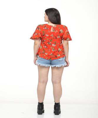 Orange printed crepe tops 4