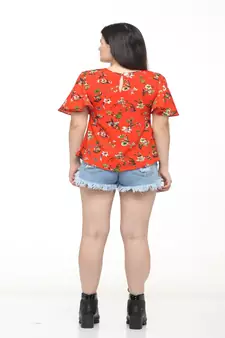 Orange printed crepe tops