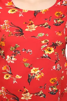 Red printed crepe tops