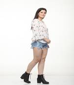 Off white printed crepe tops