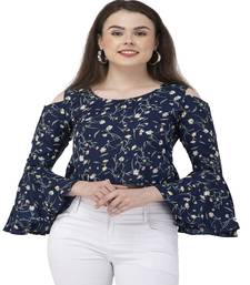 Blue printed crepe tops