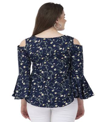 Blue printed crepe tops 4